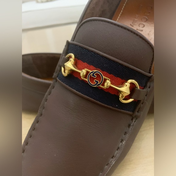 Gucci Ayrton Leather & Web Driver Loafers Shows Size 9.5 UK - Picture 8 of 13